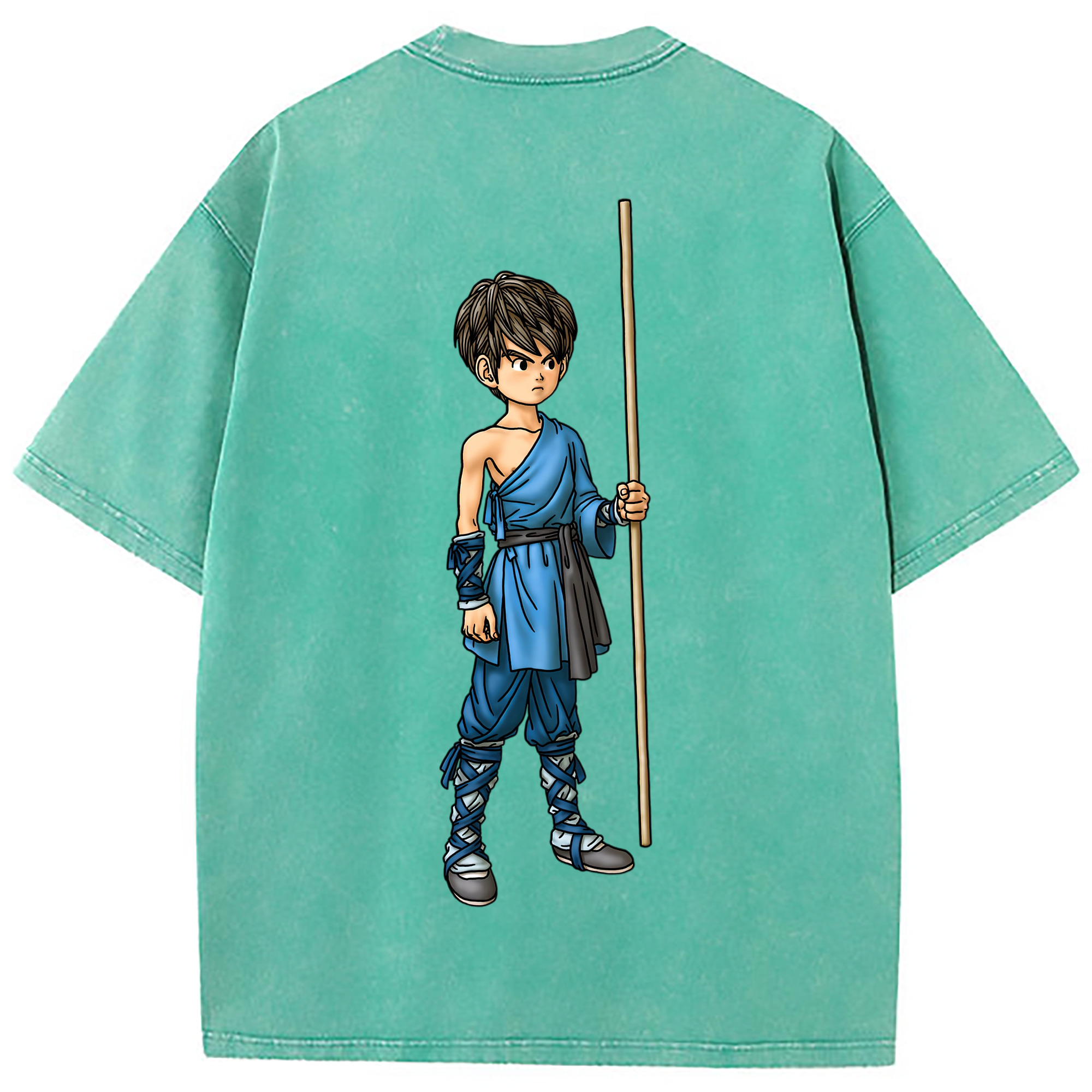 （画像用） ドラゴンクエスト Doragon Kuesuto Dragon Quest 綿100% ヴィンテージ風 半袖Tシャツ（背面プリント）